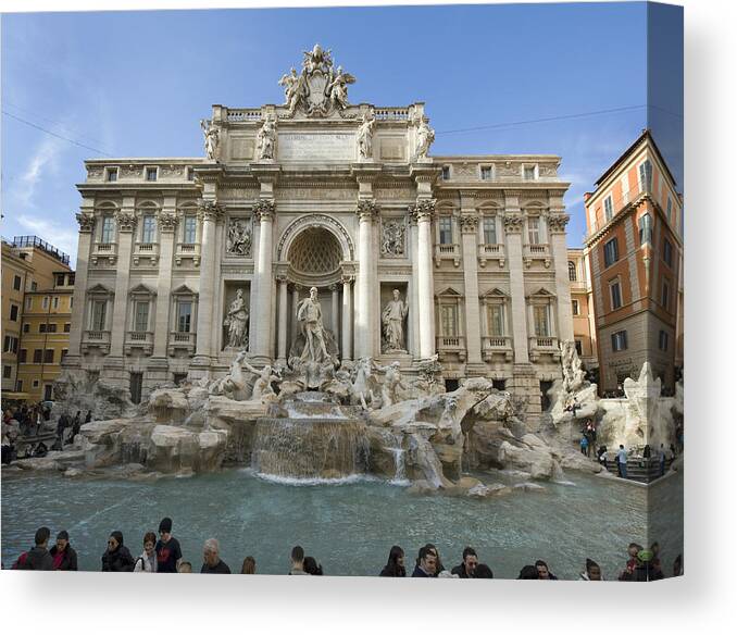 People Canvas Print featuring the photograph Trevi Fountain, Rome by Mark Edward Harris