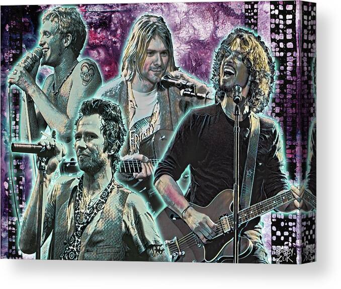Layne Staley Canvas Print featuring the painting Trippin' On A Black Hole Sun With No Excuses On A Plain by Bobby Zeik
