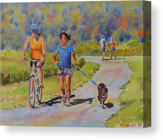 Summer Canvas Print featuring the painting Trotting at Lemoine Point by David Gilmore