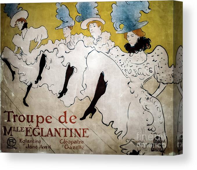 Toulouse-lautrec Canvas Print featuring the drawing Troupe de Mademoiselle Eglantine Vintage Poster by Henri de Toul by Henri de Toulouse-Lautrec
