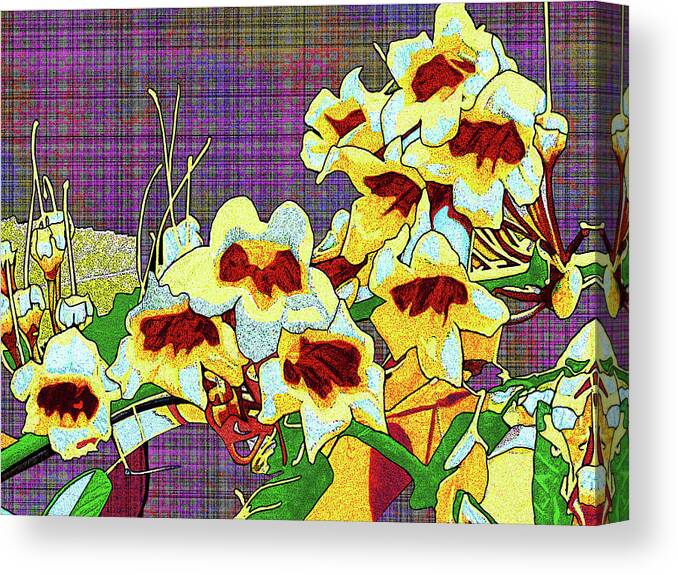 Macon Canvas Print featuring the digital art Trumpet Flowers At Ocmulgee by Rod Whyte
