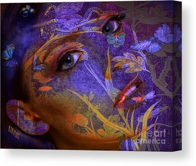 Woman Canvas Print featuring the mixed media Behind the Wallpaper by Kira Bodensted
