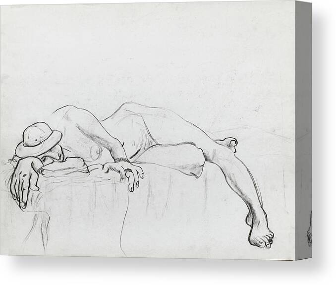 Female Canvas Print featuring the drawing Untitled_drawing1 by Paul Vitko