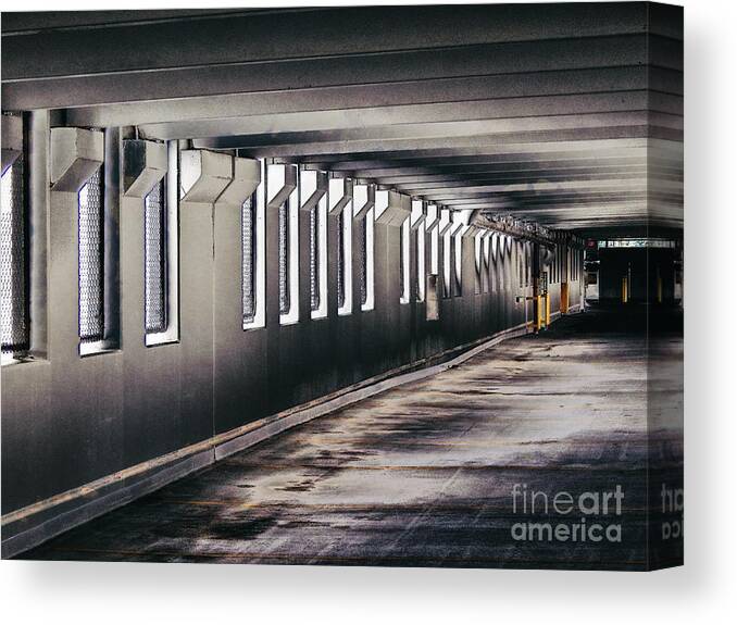 Parking Structure Canvas Print featuring the digital art Vacant Parking Structure by Phil Perkins