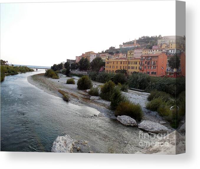 Ventimiglia Canvas Print featuring the photograph Ventimiglia Riverbank by Aisha Isabelle