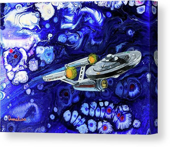 Pour Painting Canvas Print featuring the painting Very Strange New Worlds by Annalisa Rivera-Franz