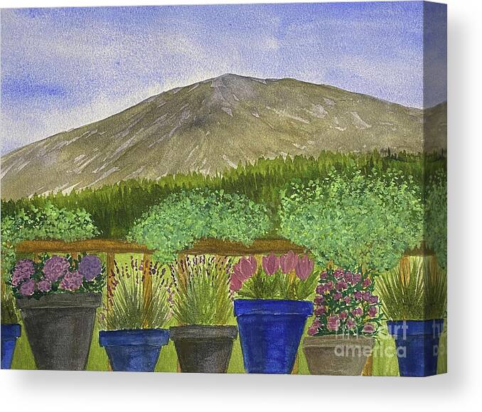 Tiger Mountain Canvas Print featuring the mixed media View from a Porch by Lisa Neuman