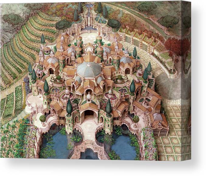 Villa Canvas Print featuring the painting Villa Te by Kurt Wenner