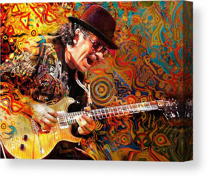 Carlos Santana Canvas Print featuring the digital art Viva Santana by Mal Bray