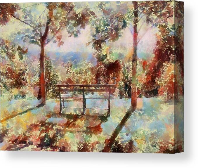 Bench Canvas Print featuring the mixed media Waiting Bench by Christopher Reed