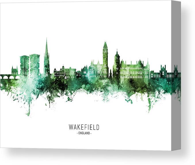 Wakefield Canvas Print featuring the digital art Wakefield England Skyline #20 by Michael Tompsett