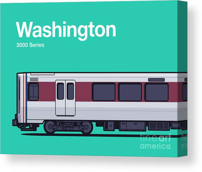 World Train Canvas Print featuring the digital art Washington 3000 Series USA World Train Side Aqua by Organic Synthesis