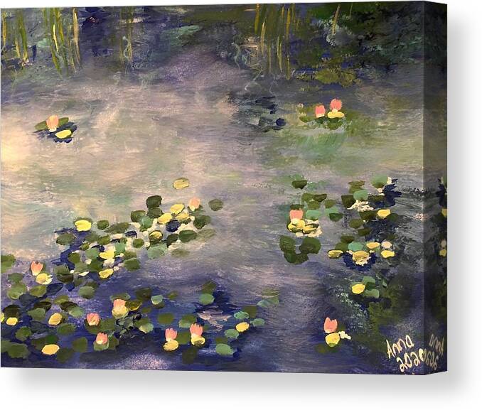  Canvas Print featuring the painting Water Lillies by Agnieszka Gerwel