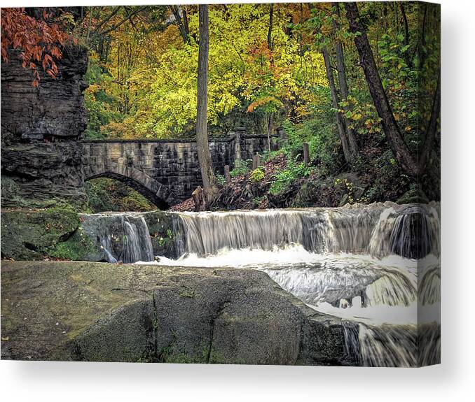 Waterfall Canvas Print featuring the photograph Waterfall at Olmsted Falls - 1 by Mark Madere