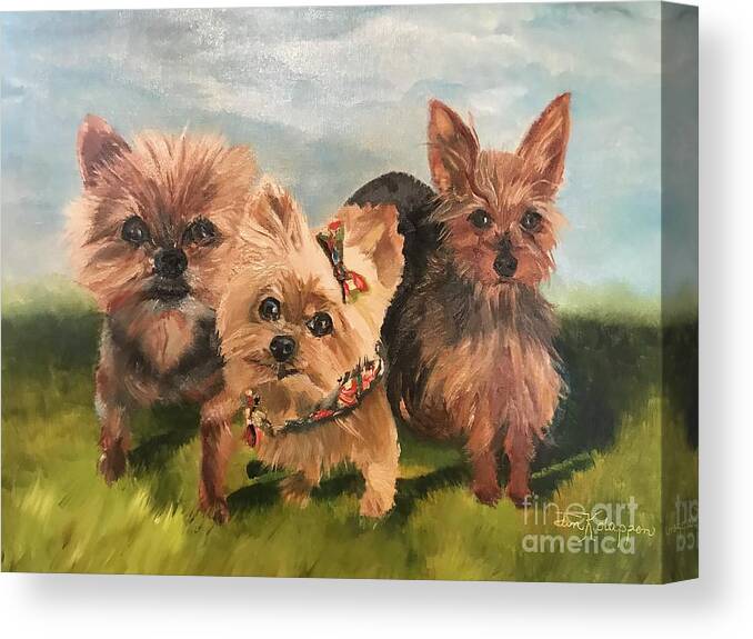  Canvas Print featuring the painting We are Family- dogs by Jan Dappen