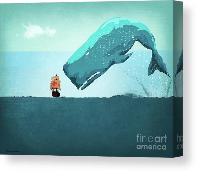 Moby Dick Canvas Print featuring the digital art Whale by Mark Ashkenazi