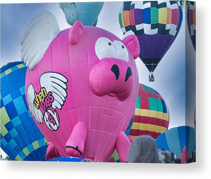 Hot Air Balloons Canvas Print featuring the photograph When Pigs Fly AIBF 2 by Segura Shaw Photography