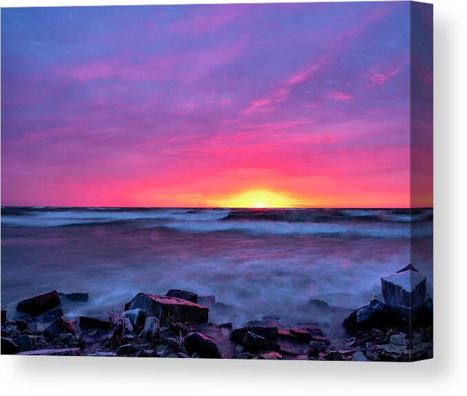 Bradford Beach Canvas Print featuring the photograph While you were driving to work by Kristine Hinrichs