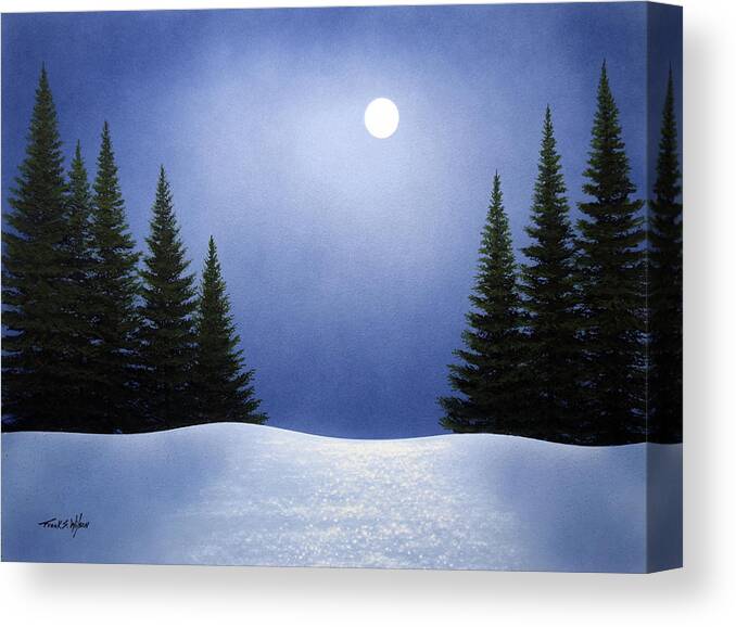 White Spruces In Moonlight Canvas Print featuring the painting White Spruces In Moonlight by Frank Wilson