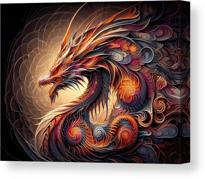 Majestic Dragon Canvas Print featuring the photograph Whorls of the Wyrmling by Bill and Linda Tiepelman