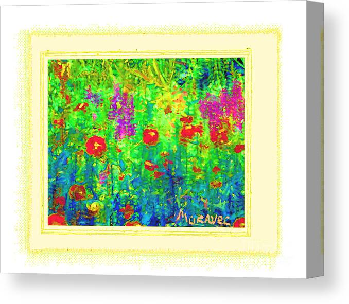 Field Canvas Print featuring the painting Wildflowers by Shirley Moravec