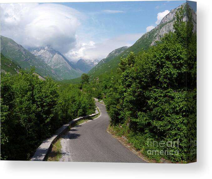 Theth Canvas Print featuring the photograph Winding Road to Theth - Albania by Phil Banks