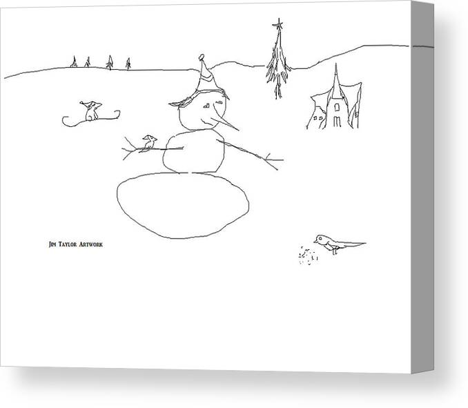 Snowman Canvas Print featuring the digital art Winter Holiday by Jim Taylor