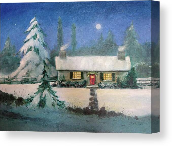  Canvas Print featuring the painting Winter Night by Robert Sankner