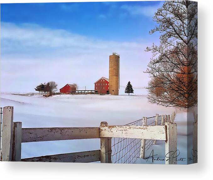 Indiana Canvas Print featuring the photograph Winter Red by Andrea Platt