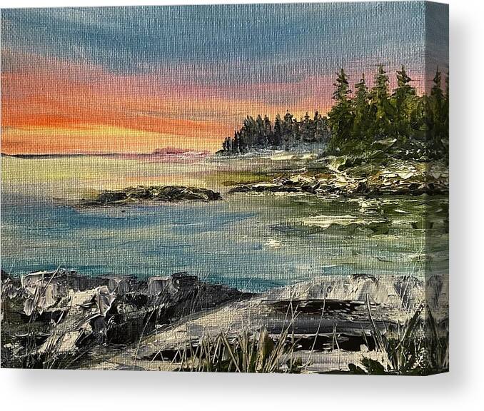 Landscape Canvas Print featuring the painting Winter's Embrace by Kellie Chasse