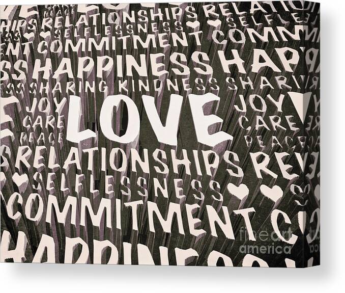 Love Canvas Print featuring the digital art Words of Love by Phil Perkins