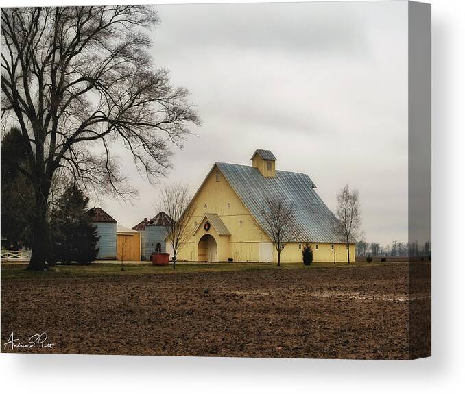 Barn Canvas Print featuring the photograph Wrapped in Yellow by Andrea Platt