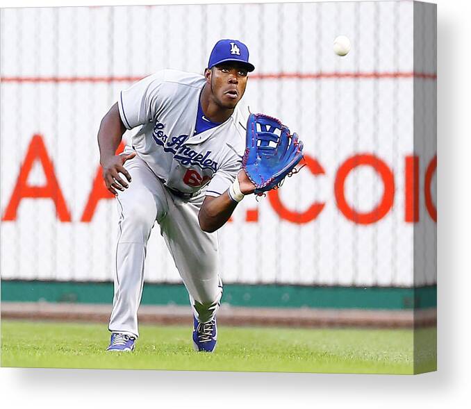 People Canvas Print featuring the photograph Yasiel Puig by Jared Wickerham