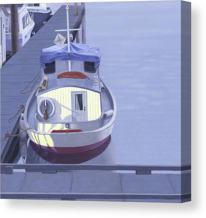 Boat Canvas Print featuring the painting Evening at Port Hardy by Gary Giacomelli