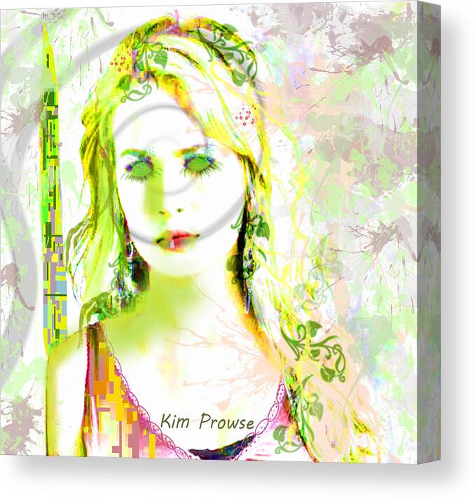 Portrait Canvas Print featuring the digital art Lily Lime by Kim Prowse
