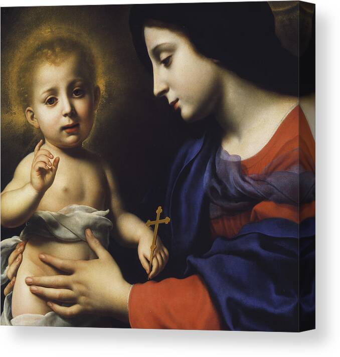 Virgin And Child Canvas Print featuring the painting Madonna and Child by Carlo Dolci