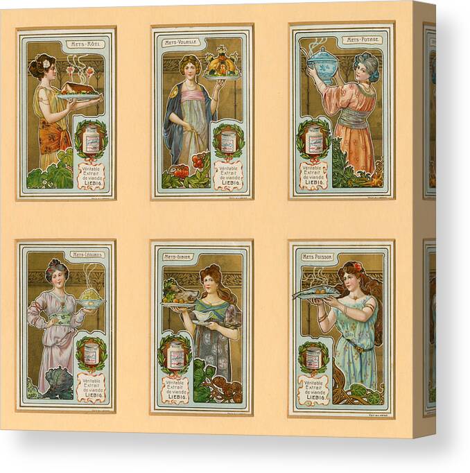 France Canvas Print featuring the drawing 1890s France Liebig Cigarette Card by The Advertising Archives