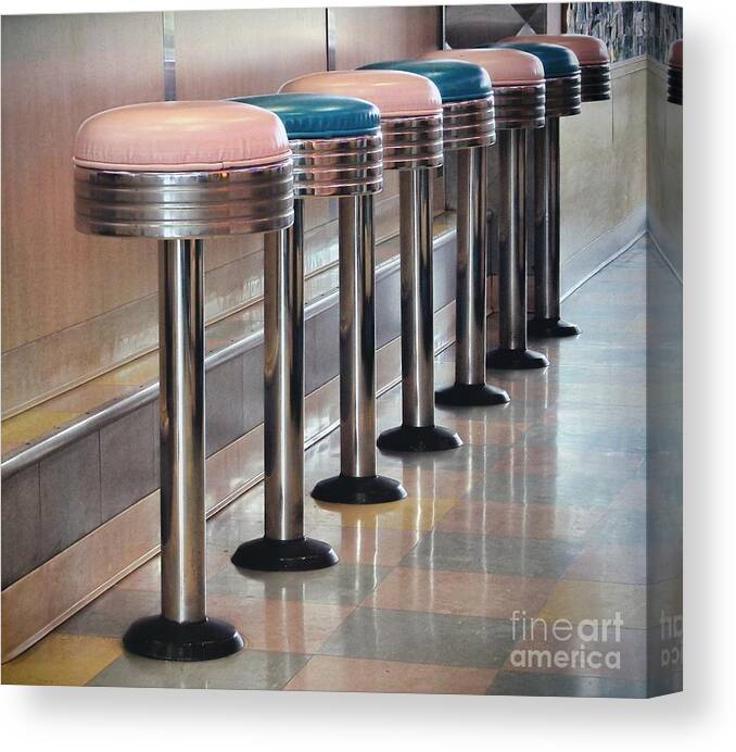 Diner Canvas Print featuring the photograph Have A Seat #2 by Peggy Hughes