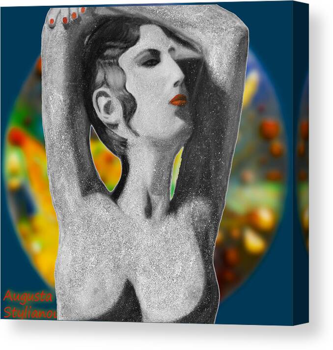 Augusta Stylianou Canvas Print featuring the digital art Aphrodite and Cyprus Map #5 by Augusta Stylianou