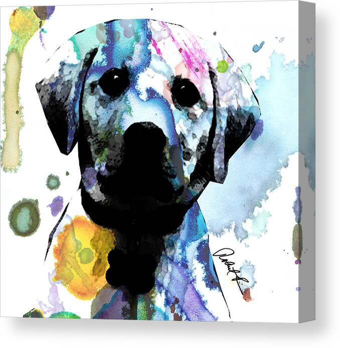Dog Canvas Print featuring the painting 48x44 Labrador Puppy Dog ART- Huge Signed Art Abstract Paintings Modern www.splashyartist.com by Robert R Splashy Art Abstract Paintings