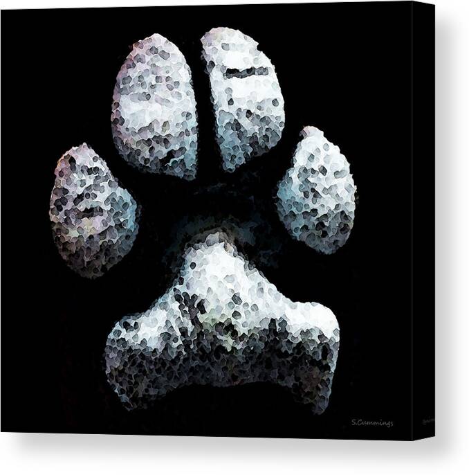 Dog Canvas Print featuring the painting Animal Lovers - South Paw by Sharon Cummings