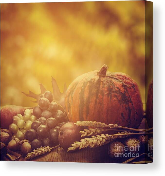 Thanksgiving Canvas Print featuring the photograph Autumn Fruit Still life by Jelena Jovanovic