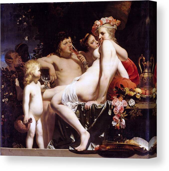 Caesar Van Everdingen Canvas Print featuring the painting Bacchus and Ariadne by Caesar van Everdingen