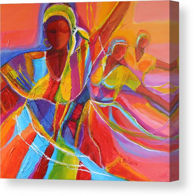 Abstract Canvas Print featuring the painting Belle Dancers by Cynthia McLean