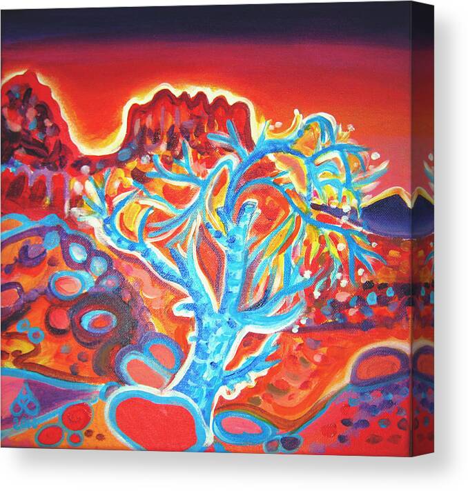 Rachel Houseman Canvas Print featuring the painting Blue Tree by Rachel Houseman