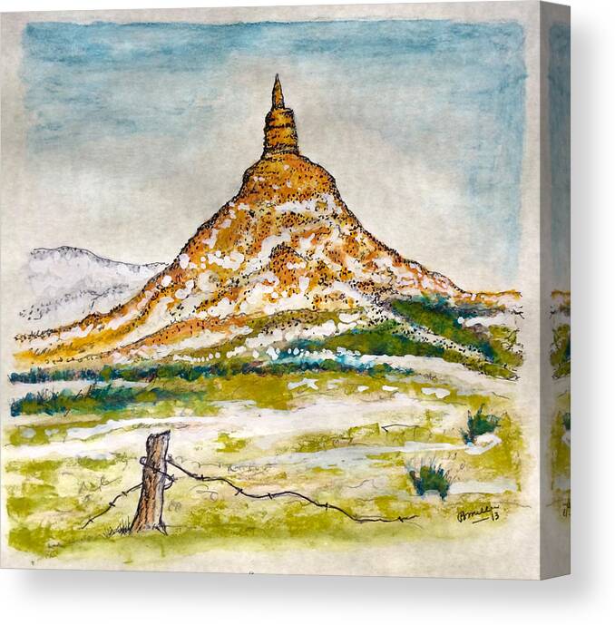 Art Canvas Print featuring the painting Chimney Rock by Bern Miller