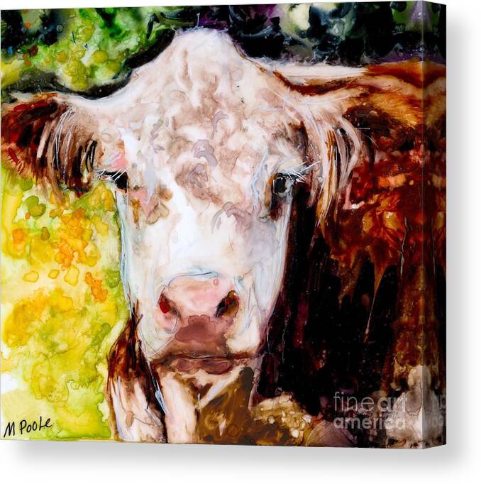 Hereford Canvas Print featuring the painting Cow Face by Molly Poole