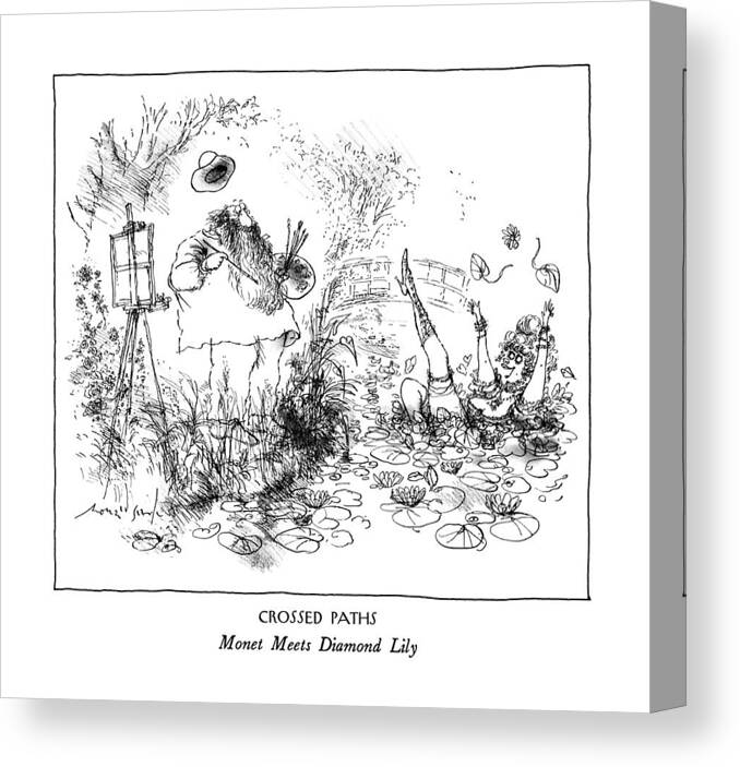 Introductions Canvas Print featuring the drawing Crossed Paths
Monet Meets Diamond Lily by Ronald Searle