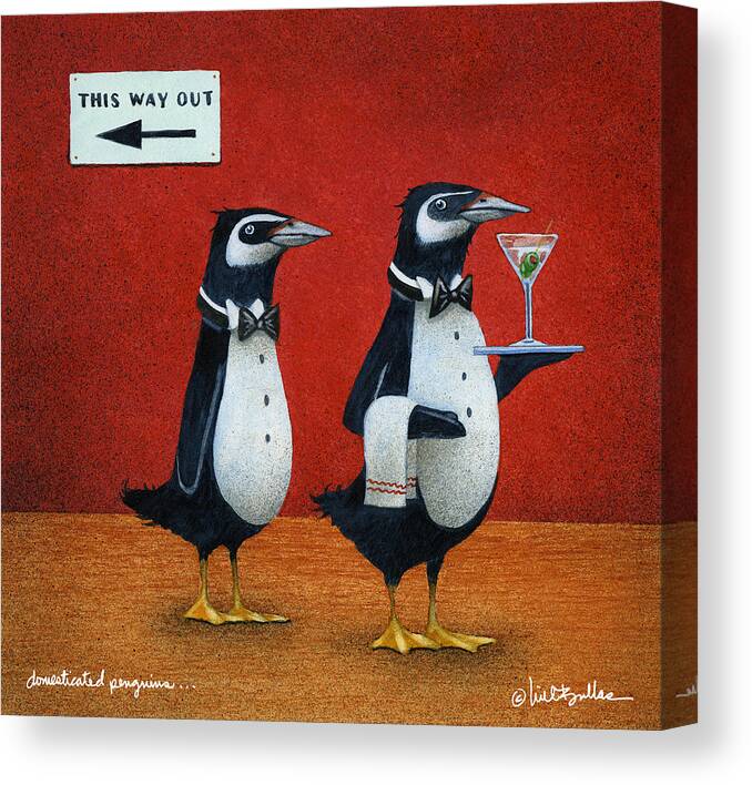 Will Bullas Canvas Print featuring the painting Domesticated Penguins... by Will Bullas