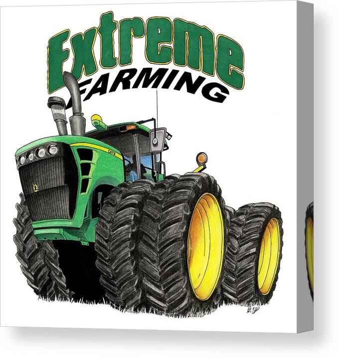 Tractor Canvas Print featuring the mixed media Extreme Farming by Lyle Brown